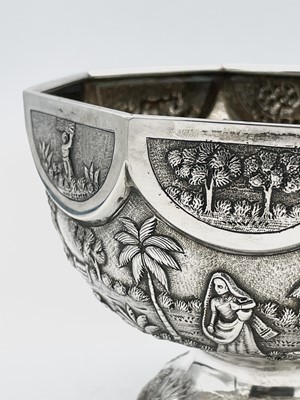 Lot 1023 - An Indian silver octagonal pedestal bowl,...