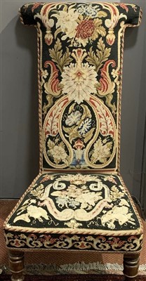 Lot 303 - A Victorian prayer chair, with floral and leaf...