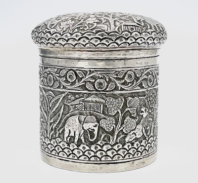 Lot 1025 - An Indian silver canister, early 20th century,...