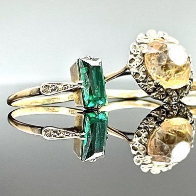 Lot 654 - Two 9ct stone set rings together with a silver...