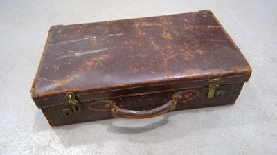 Lot 23 - Vintage Leather suitcase height 15cm width...