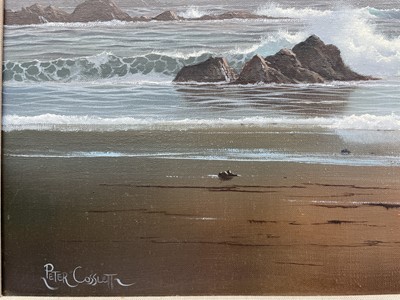 Lot 1558 - Peter Cosslett Moonlight sea scape Signed, oil...