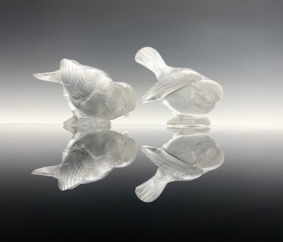 Lot 899 - A Lalique glass figure of a sparrow, modelled...