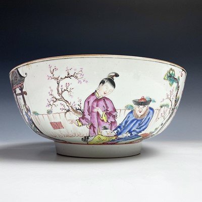 Lot 210 - A Chinese export famille rose porcelain punch...
