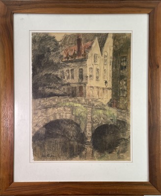 Lot 1441 - Hebe THOMPSON (XX) Town view Pastel Signed...