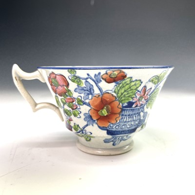 Lot 1024 - A pearlware cup and saucer, circa 1800, rare...