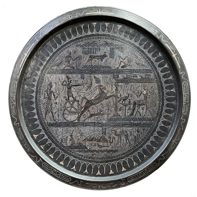 Lot 1030 - A large Egyptian silver overlaid copper...