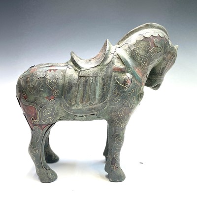 Lot 225 - A Chinese Tang style pottery and metal...