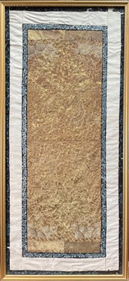 Lot 66 - A Chinese silk embroidered panel, 19th century,...