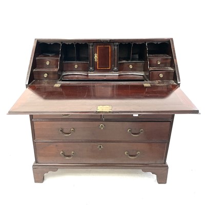 Lot 3083 - An early George III mahogany bureau, the...