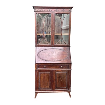 Lot 3085 - A mahogany bureau bookcase, circa 1920, with...