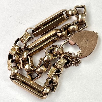 Lot 752 - A 9ct rose gold fancy link bracelet with...