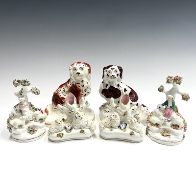 Lot 915 - A pair of Staffordshire miniature spill vases,...