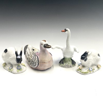 Lot 933 - A German porcelain figure of a swan, circa...