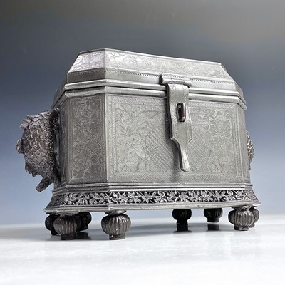 Lot 1031 - An Anglo-Indian pewter tea caddy, 19th century,...