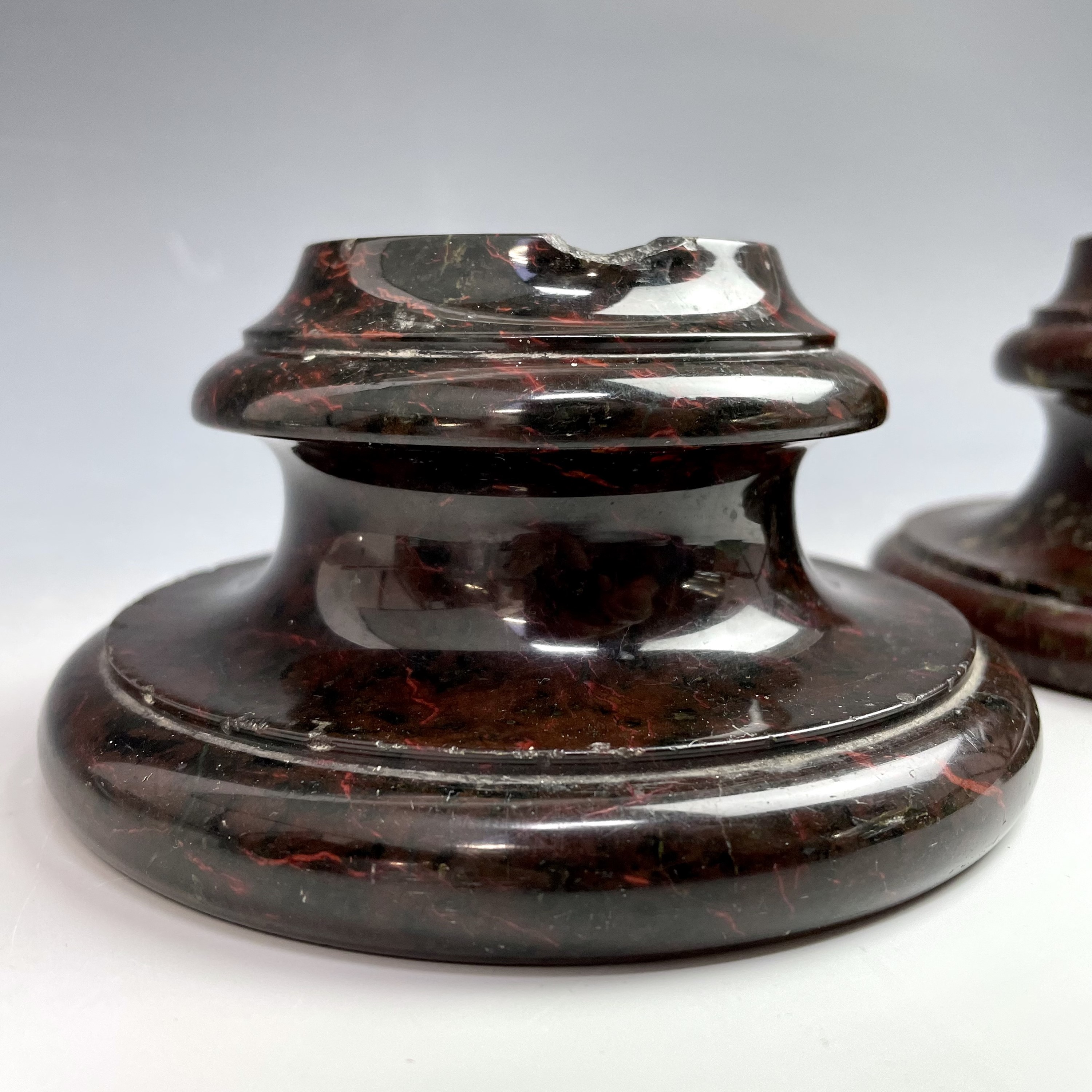 Lot 295 A late Victorian Cornish serpentine ink well,