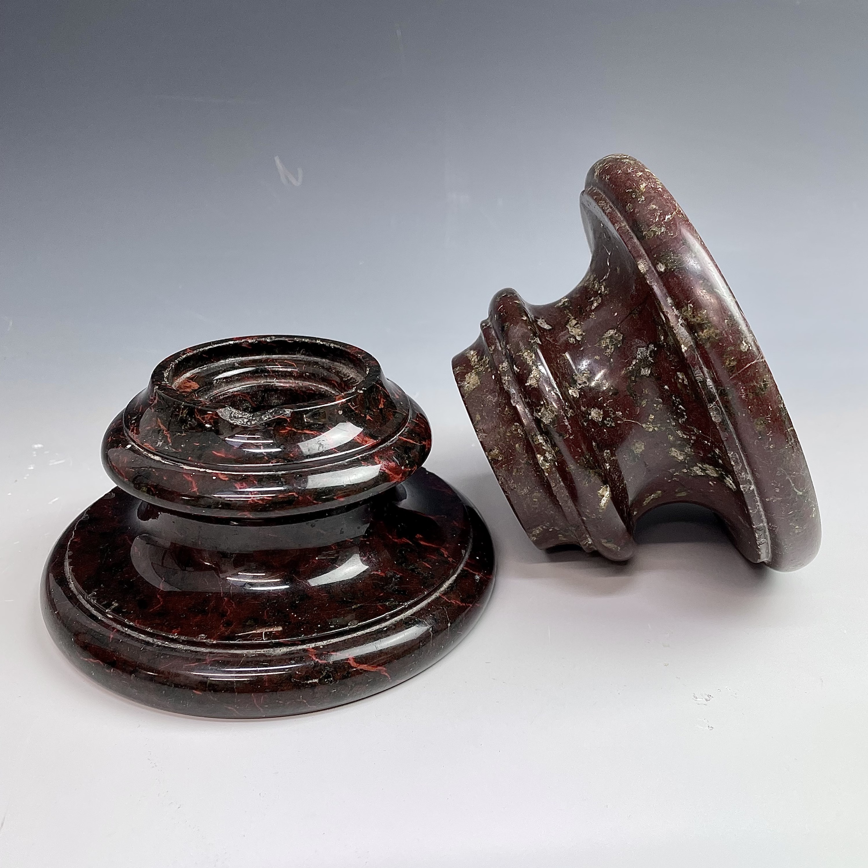 Lot 295 A late Victorian Cornish serpentine ink well,