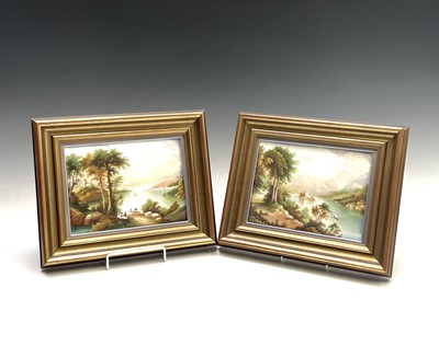 Lot 839 - A pair of English porcelain rectangular...