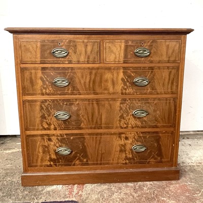 Lot 1841 - An Edwardian mahogany and boxwood strung chest...