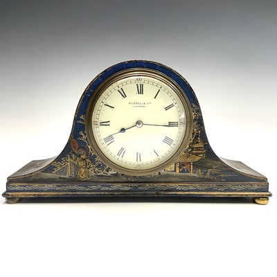 Lot 248 - A chinoiserie blue lacquer mantel clock, circa...