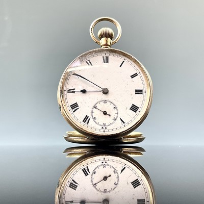 Lot 964 - A 9ct open face crown wind pocket watch for...