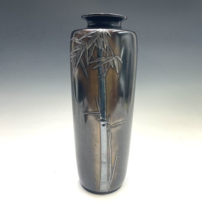 Lot 61 - A Japanese bronze vase, Meiji period, signed,...