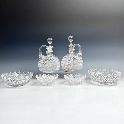 Lot 948 - A pair of Victorian cut glass decanters and...