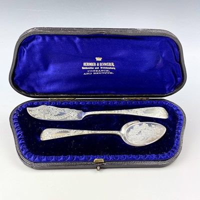 Lot 119 - A Victorian silver butter knife and jam spoon...