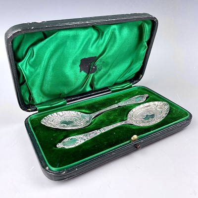 Lot 118 - A pair of Victorian silver jam spoons by James...