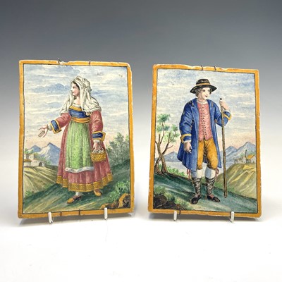 Lot 893 - A pair of Italian Maiolica rectangular plaques...