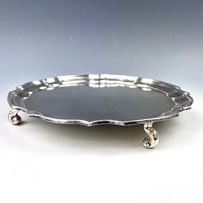 Lot 121 - A 1960's silver card tray or salver with pie...