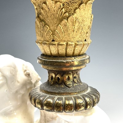 Lot 30 - A pair of white marble baluster turned table...