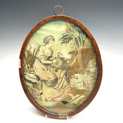 Lot 2801 - A Regency silk work oval picture of a...