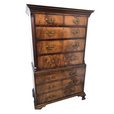 Lot 3109 - A George III mahogany chest on chest, the...