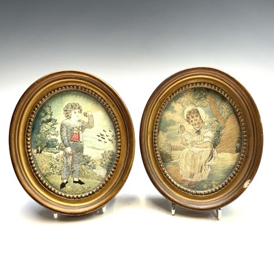 Lot 2803 - A pair of Regency small oval silk work...