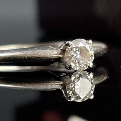Lot 62 - A 14ct white gold certified diamond solitaire...