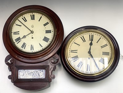 Lot 2922 - A late Victorian mahogany drop dial wall clock,...