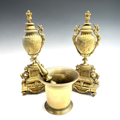 Lot 137 - A pair of French gilt spelter cassolette,...