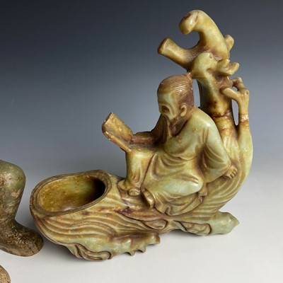 Lot 326 - A Chinese jade-type figure of a sage, 20th...