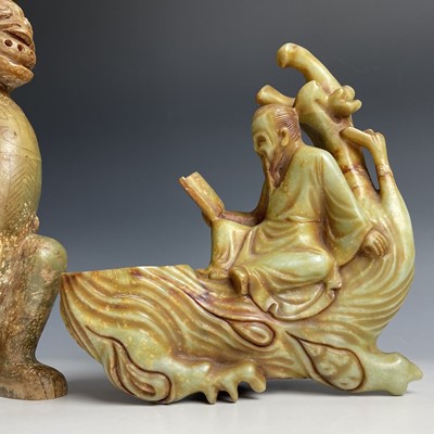 Lot 326 - A Chinese jade-type figure of a sage, 20th...