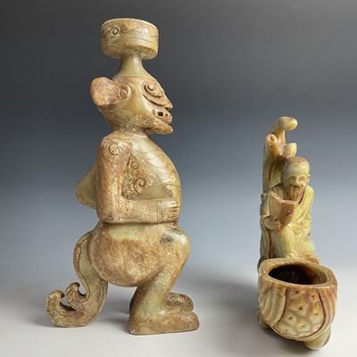Lot 326 - A Chinese jade-type figure of a sage, 20th...