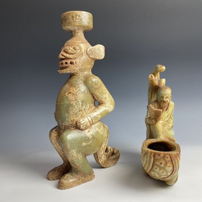 Lot 326 - A Chinese jade-type figure of a sage, 20th...