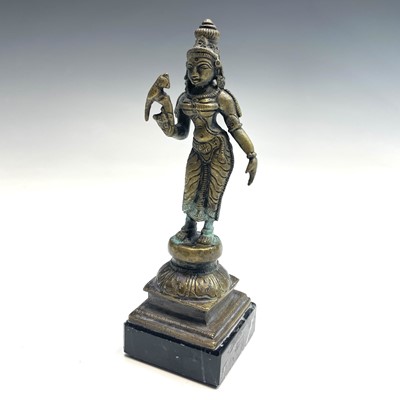 Lot 1036 - An Indian bronze figure of Meenakshi, early...