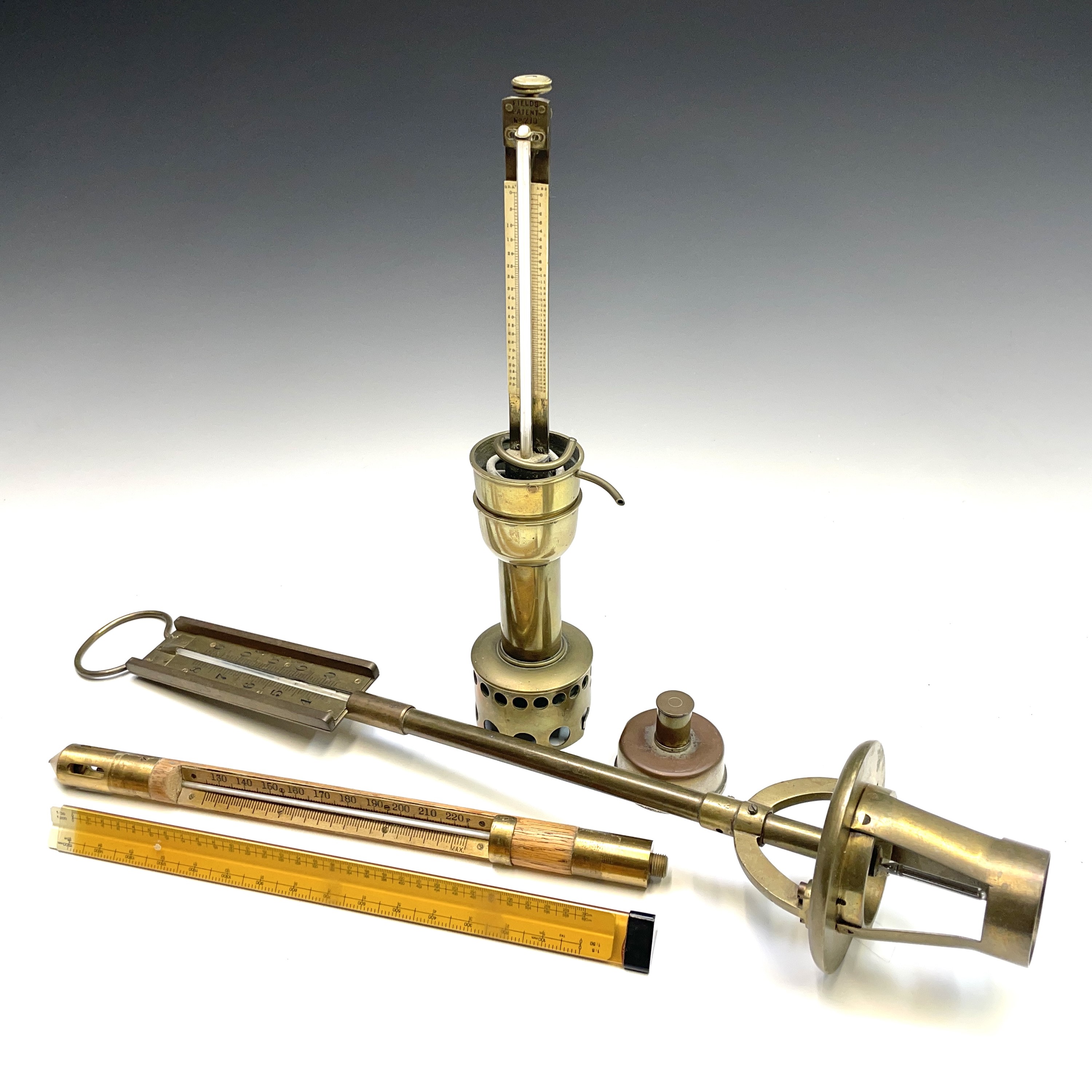 Lot 43 - A Field's patent brass hydrometer, with