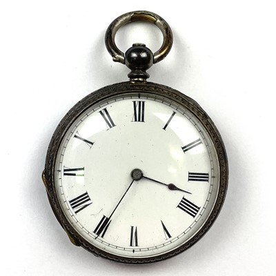 Lot 966 - A silver cased fob pocket watch, the 34mm dial...