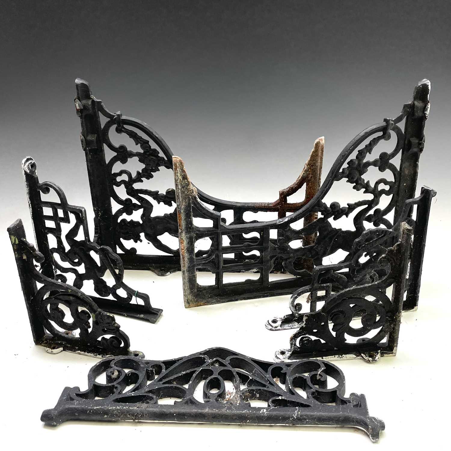 Lot 305 - A pair of Victorian cast iron bracket supports,...