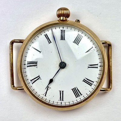 Lot 969 - A 9ct gold early 20th century lug wristwatch,...