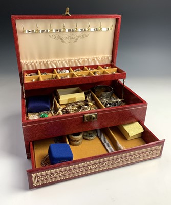 Lot 931 - A box of costume jewellery including silver...