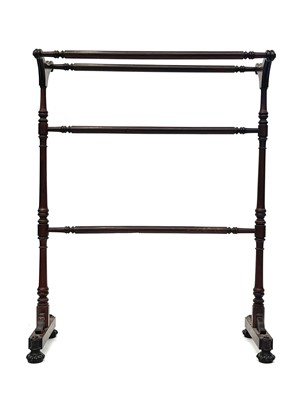 Lot 3058 - A William IV mahogany towel rail, with ring...