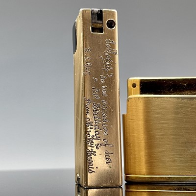 Lot 212 - A 1940's gold plated lighter by Benlow Golmet,...